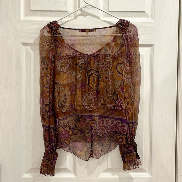 Blumarine Sheer Floral Button Down Blouse - Picture 6 of 12